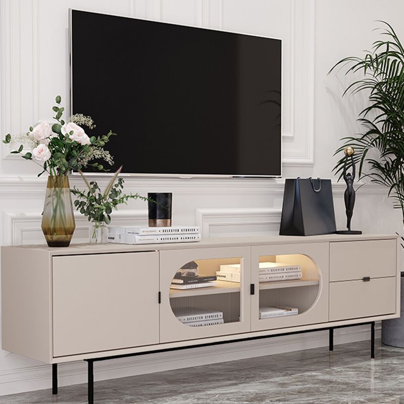 Console TV contemporaine en bois avec rangement fermé, support multimédia TV pour salon