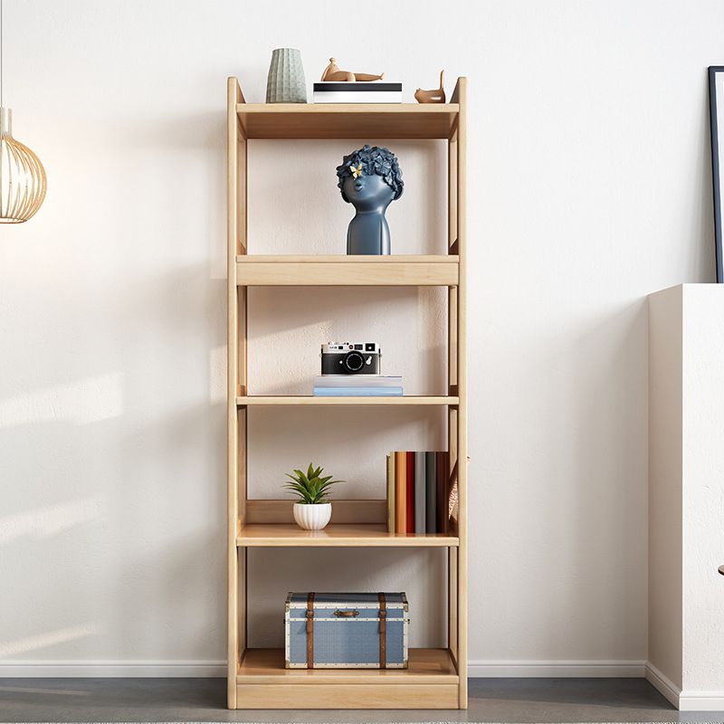 Contemporary Open Shelf Bookcase Rubberwood Bookshelf for Living Room