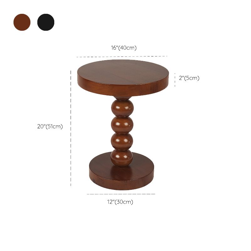 Traditional Round Wooden End Table 15.74" Wide Pedestal Side Table