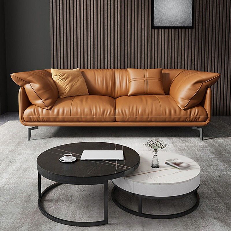 Recessed Arm Tan Contemporary Removable Cushions Faux Leather Sofa & Chaise Clearhalo 'furn' 'furn_sectionals' 'Furniture' 'furniture_sectionals' 'kitchen' 'kitchen_sectionals' 'Living Room Furniture' 'Sectionals' 1200x1200_52e13521-013d-4970-a072-c1ccb35dfba1