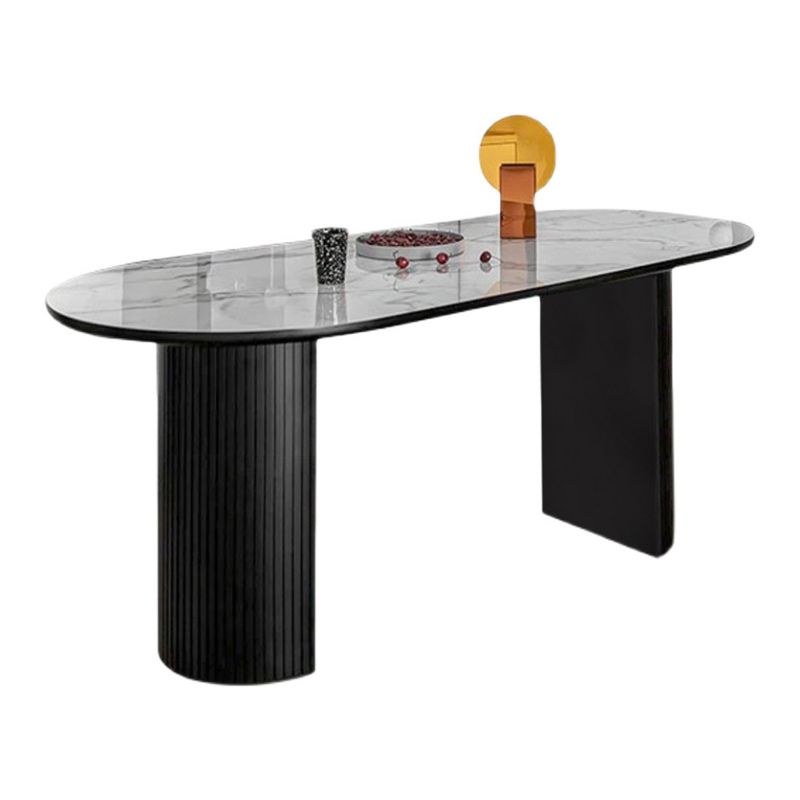 Metal Contemporary Oval Dining Table Sintered Stone Top Table with Double Pedestal Base Clearhalo ' dining_table' 'Dining Tables & Seating' 'Dining Tables' 'furn' 'furn_dining_table' 'Furniture' 'furniture_dining_table' 'Kitchen & Dining Furniture' 'kitchen&dining_furn' 'kitchen' 'kitchen_dining_table' 1200x1200_52e22ac0-8b90-449a-a019-2d7ec32434f0