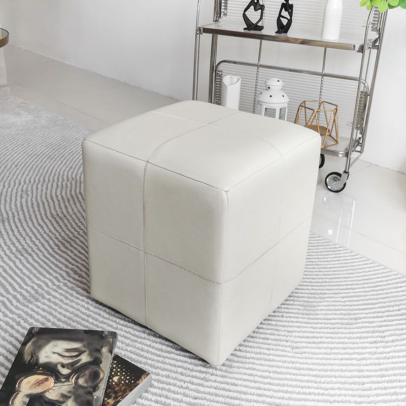 Luxury Pouf Ottoman Genuine Leather Upholstered Solid Color Square Ottoman Clearhalo 'furn' 'furn_ottomans_poufs' 'Furniture' 'Living Room Furniture' 'Ottomans & Poufs' 'ottomans_poufs' 1200x1200_52e232d4-d4ec-494d-bd50-591d9a81de4f