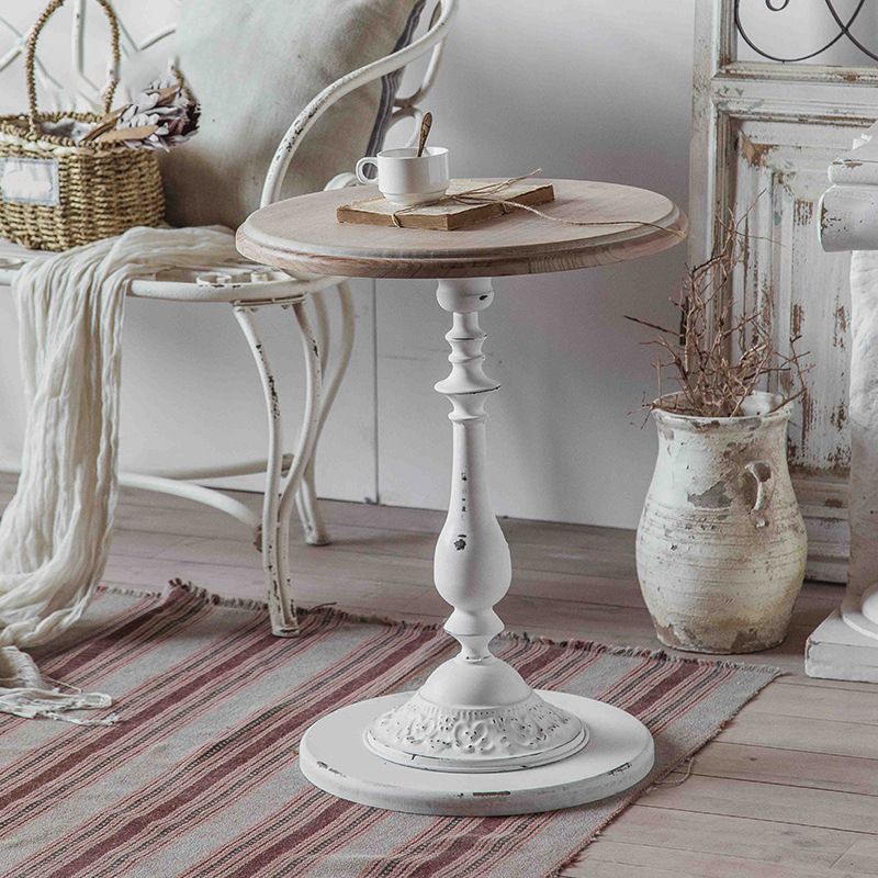 Tavolo da divano rotondo in metallo in metallo in stile rustico largo 19,69 pollici