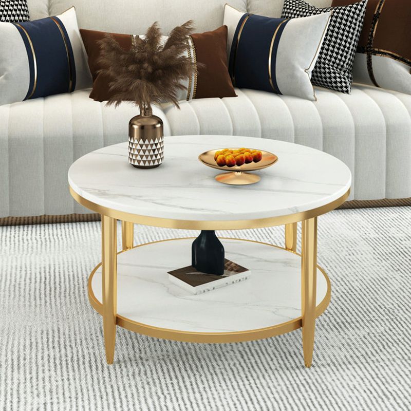 Slate Round Coffee Table Glam 4 Legs Coffee Table with Storage Clearhalo 'Coffee & Accent Tables' 'Coffee Tables' 'coffee_tables' 'furn' 'furn_coffee_tables' 'Furniture' 'Living Room Furniture' 1200x1200_52e6e456-61b0-4473-a548-0d8f5c87d2cf