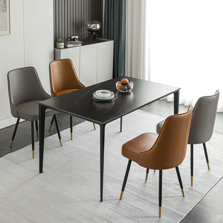 Contemporary Dining Chair Solid Back Chair with 4 Metal Legs for Home Use Clearhalo ' kitchen&dining_furn' 'Dining Chairs' 'Dining Tables & Seating' 'dining_chair' 'furn' 'furn_dining_chair' 'Furniture' 'furniture_dining_chair' 'Kitchen & Dining Furniture' 'kitchen' 1200x1200_52e7c19d-9457-45d7-8792-e5e8b9ad755a