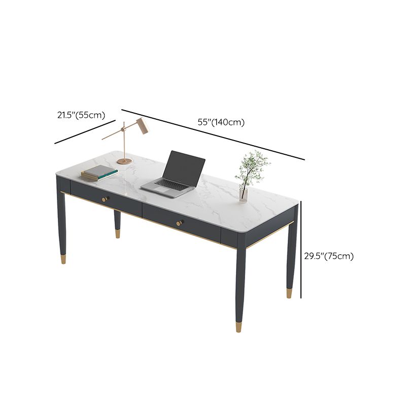 White and Black Writing Desk Rectangular Shaped Office Desk with 1/2 Drawers Clearhalo 'furn' 'furn_office_desk' 'Furniture' 'Office Desks' 'Office Furniture' 'office_desk' 1200x1200_52e9bc7e-0e3f-4b67-b7e6-4f0764e53d25