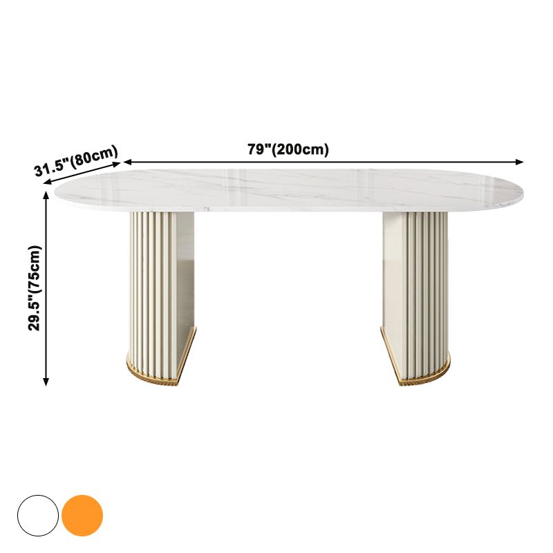 Oval Sintered Stone Top Dining Table Modern Table in White with Double Pedestal Clearhalo ' dining_table' 'Dining Tables & Seating' 'Dining Tables' 'furn' 'furn_dining_table' 'Furniture' 'furniture_dining_table' 'Kitchen & Dining Furniture' 'kitchen&dining_furn' 'kitchen' 'kitchen_dining_table' 1200x1200_52ebbfda-9d05-4dc0-b69d-62a97359ab9b