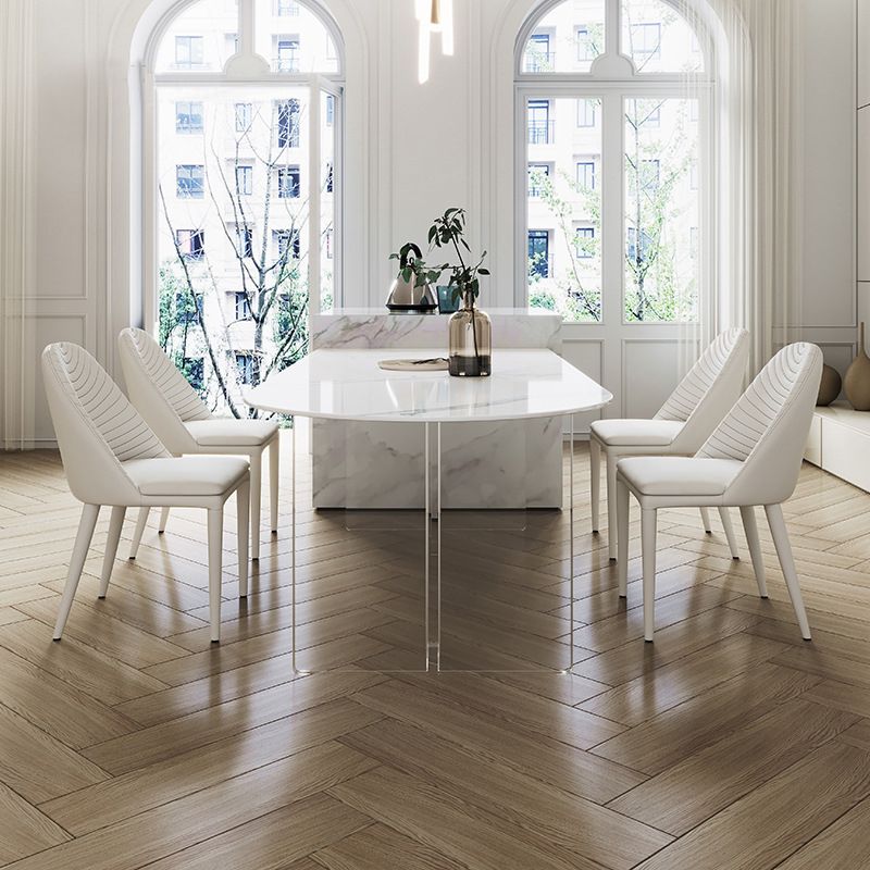 Acrylic Contemporary Free Form Dining Table Sintered Stone Top Table for Dining Room Clearhalo ' dining_table' 'Dining Tables & Seating' 'Dining Tables' 'furn' 'furn_dining_table' 'Furniture' 'furniture_dining_table' 'Kitchen & Dining Furniture' 'kitchen&dining_furn' 'kitchen' 'kitchen_dining_table' 1200x1200_52ec3dd6-babb-487a-85e5-acc4312649f6