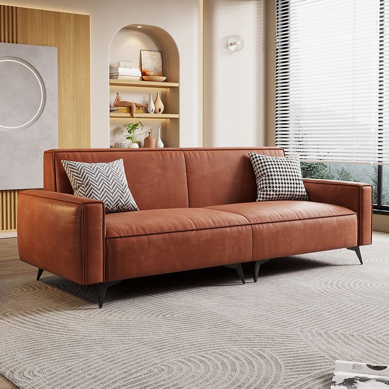 Contemporary 31.49" H Faux Leather Square Arm Sofa for Living Room
