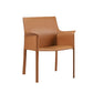 Modern Faux Leather Dining Chairs Solid Back Home Arm Side Chair