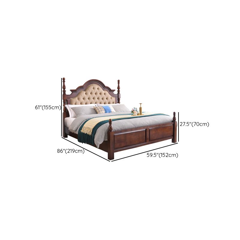 Brown Wood King Bed Tufted Nailhead Upholstered Bed Frame with Headboard Clearhalo 'Bedroom Furniture' 'Beds' 'furn' 'furn_beds' 'Furniture' 1200x1200_52ee34ed-5622-4448-aa26-f3083a643b54