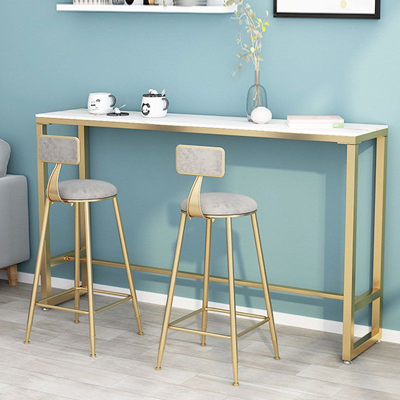 Mesa moderna con altura de barra, mesa de bar con tapa de mármol sintético para uso en Patio