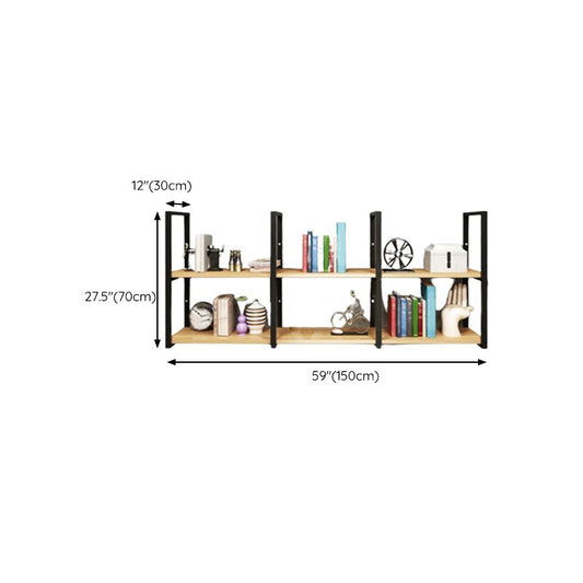 Metal and Wooden Shelf Bookcase Modern Wall Mounted Natural Bookshelf for Study Room