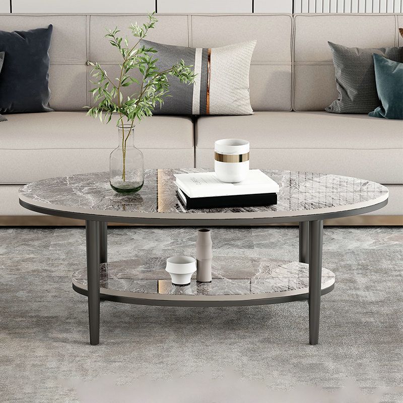 Table basse et cocktail en ardoise Glam, ovale, pour le salon