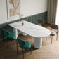 Stone Top Dining Table Traditional Luxury Dining Table with 3 Legs Base