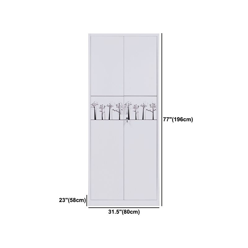 Contemporary Two Doors Wardrobe Armoire Steel Wardrobe Closet Clearhalo 'Armoires & Wardrobes' 'armoires_wardrobes' 'Bedroom Furniture' 'furn' 'furn_armoires_wardrobes' 'Furniture' 1200x1200_52f655b7-2f4a-447e-8dbd-526291f898f5