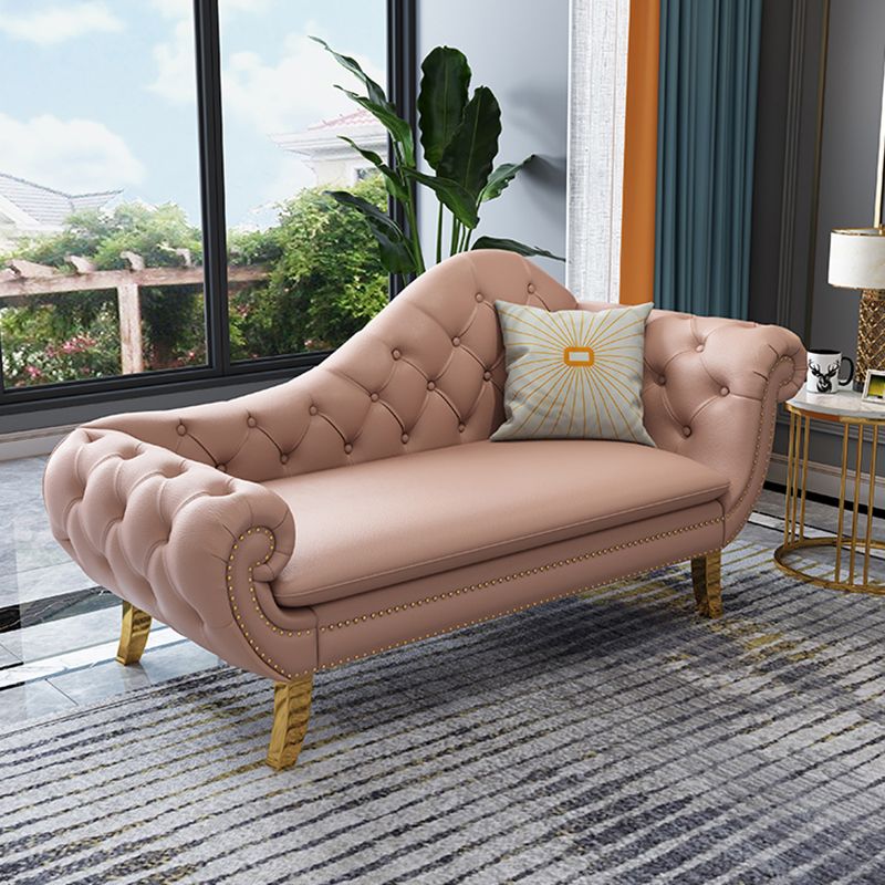 Traditional Leather Accent Chair One Armed Rolled Arms Chaise