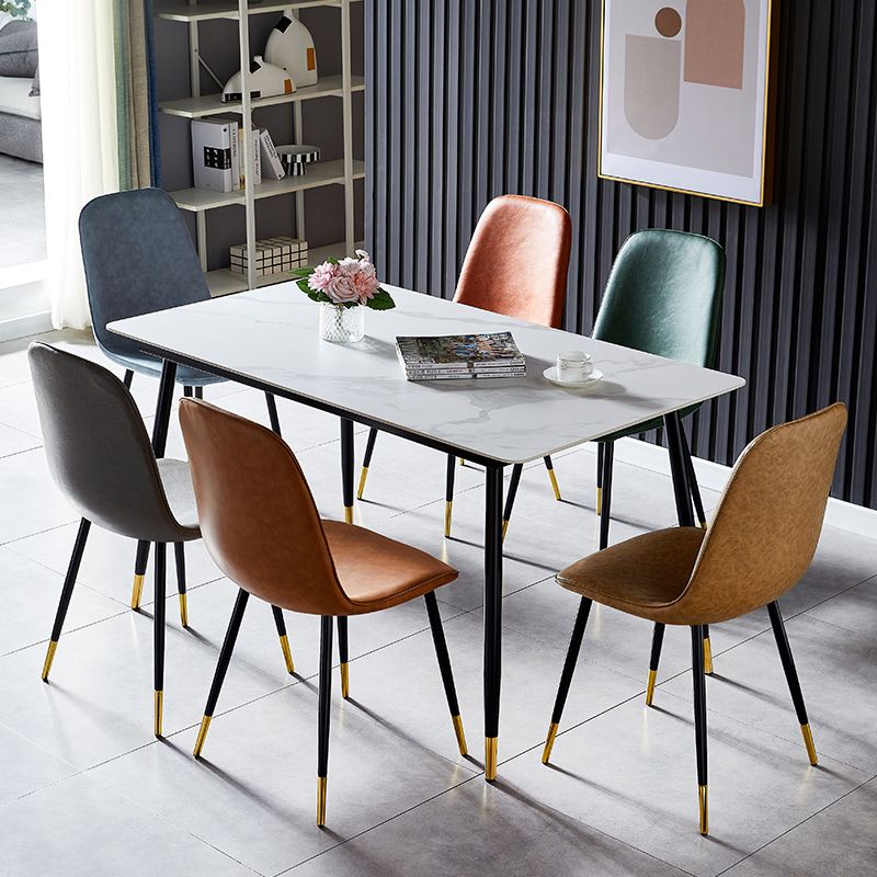 Glam Style Leather Dining Chairs for Kitchen Solid Back Armless Chairs Clearhalo ' kitchen&dining_furn' 'Dining Chairs' 'Dining Tables & Seating' 'dining_chair' 'furn' 'furn_dining_chair' 'Furniture' 'furniture_dining_chair' 'Kitchen & Dining Furniture' 'kitchen' 1200x1200_52f72a1d-5bb1-4fa0-8b4c-9efcd2cb7c49