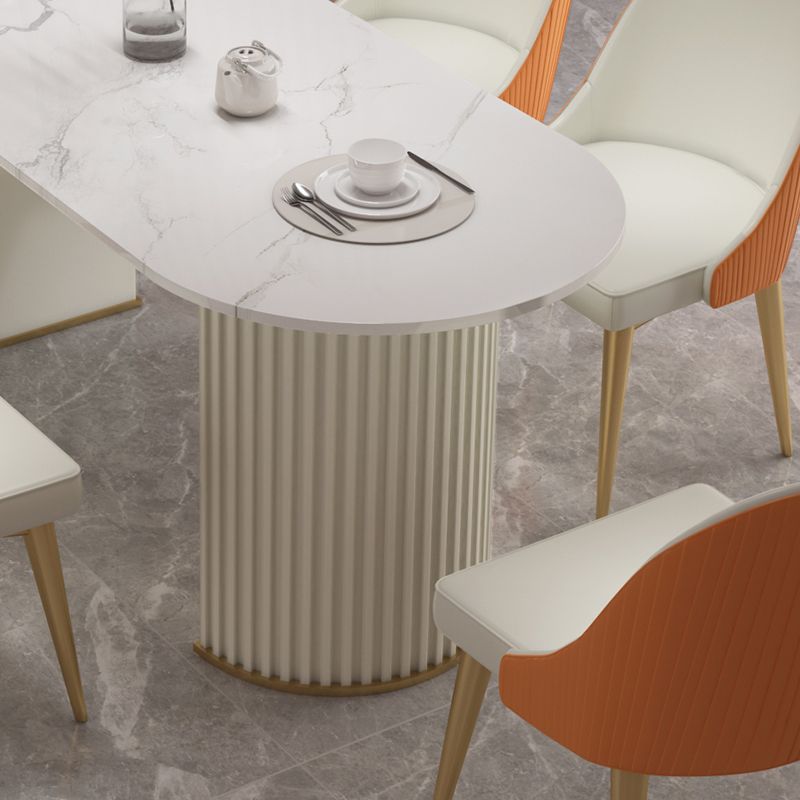 Sintered Stone Top White Table for Restaurant Modern Oval Table with Double Pedestal Clearhalo 'Dining Tables & Seating' 'Dining Tables' 'dining_table' 'furn' 'furn_dining_table' 'Furniture' 'furniture_dining_table' 'Kitchen & Dining Furniture' 'kitchen' 'kitchen_dining_table' 1200x1200_52f77c92-b931-45b2-8958-f7c513c67af6
