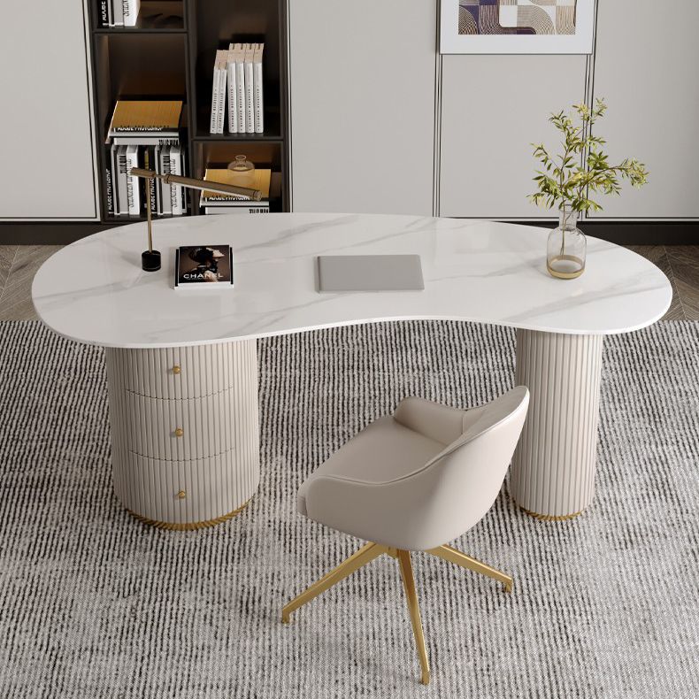 Modern Stone Office Desk 29.53" Tall Writing Desk with 3 Drawers Clearhalo 'furn' 'furn_office_desk' 'Furniture' 'Office Desks' 'Office Furniture' 'office_desk' 1200x1200_52f7bbe3-893f-4ec4-8114-c45018423f02