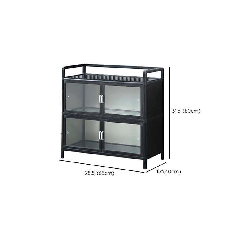 Mesa del aparador metálico espejo de Buffet negro moderno para sala de estar