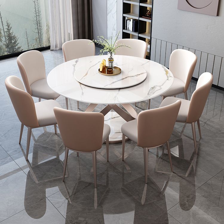 29.52''H Glam Round Dining Table Standard Sintered Stone Dining Table with Pedestal Base Clearhalo ' dining_table' 'Dining Tables & Seating' 'Dining Tables' 'furn' 'furn_dining_table' 'Furniture' 'furniture_dining_table' 'Kitchen & Dining Furniture' 'kitchen&dining_furn' 'kitchen' 'kitchen_dining_table' 1200x1200_52f91e28-6260-400a-9b36-2c2fc44f6706