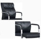 Fauteuil contemporain à accoudoirs fixes sans roues, chaise à dossier haut en cuir noir