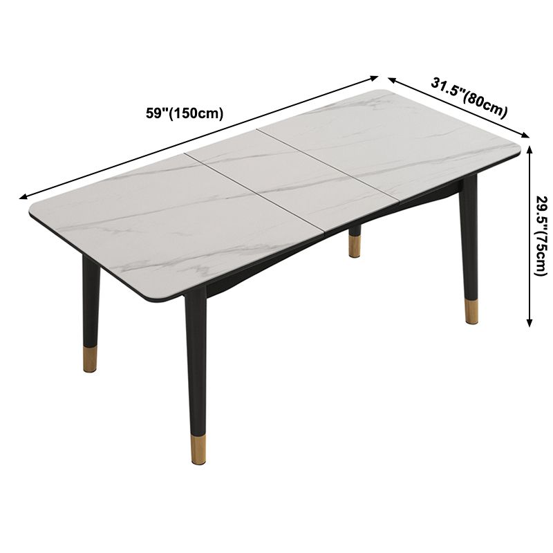 Extendable Sintered Stone Dining Table in White Modern Table with 4 Legs for Restaurant Clearhalo ' dining_table' 'Dining Tables & Seating' 'Dining Tables' 'furn' 'furn_dining_table' 'Furniture' 'furniture_dining_table' 'Kitchen & Dining Furniture' 'kitchen&dining_furn' 'kitchen' 'kitchen_dining_table' 1200x1200_52f9d8ed-df72-4e5c-b29d-d6de69ce8db2