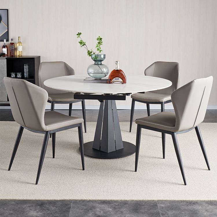 Extendable Round Dining Table Modern Sintered Stone Table with Metal Pedestal Base Clearhalo ' dining_table' 'Dining Tables & Seating' 'Dining Tables' 'furn' 'furn_dining_table' 'Furniture' 'furniture_dining_table' 'Kitchen & Dining Furniture' 'kitchen&dining_furn' 'kitchen' 'kitchen_dining_table' 1200x1200_52fb8bd4-cf61-4e4b-9d2c-23a41b3d8e46