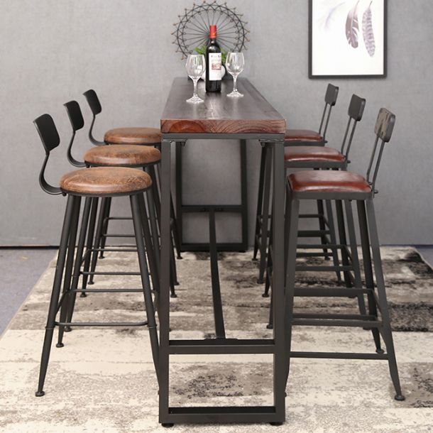 Pine Wood Bar Table Industrial Rectangle Bar Dining Table with Black Trestle Base Clearhalo 'Bar Furniture' 'Bar Tables' 'bar_tables' 'furn' 'furn_bar_tables' 'Furniture' 'furniture_bar_tables' 'Kitchen & Dining Furniture' 1200x1200_52fd7180-5de9-4c31-ae3b-b91a2ed2b281