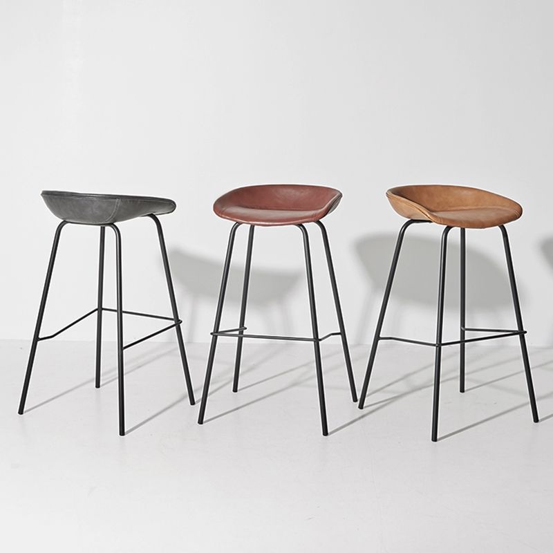 Industrial Iron Distressed Quilted Barstool Indoor Tall Stool with Leather Seat Clearhalo 'Bar Furniture' 'Bar Stools' 'bar_stools' 'furn' 'furn_bar_stools' 'furniture_bar_stools' 'Kitchen & Dining Furniture' 'kitchen&dining_furn' 'kitchen' 'kitchen_furn' Furniture' 1200x1200_52fdf7cf-137c-4f1c-93f7-690465fad2c9