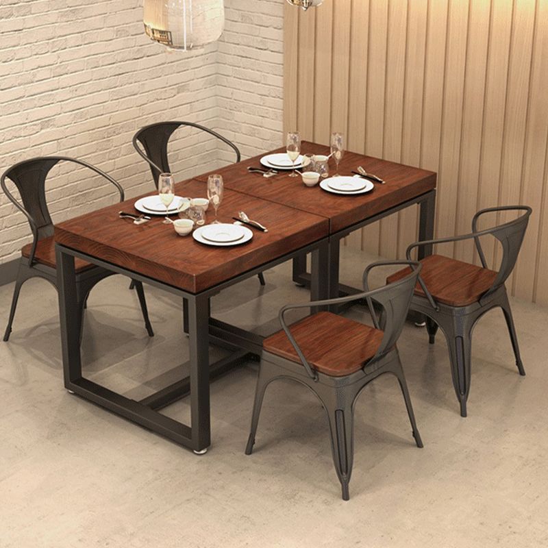 Industrial 1/2/3/5 Pieces Dining Set Square Solid Wood Dining Table Set Clearhalo 'Dining Room Sets' 'Dining Tables & Seating' 'dining_room_set' 'furn' 'furn_dining_room_set' 'Furniture' 'furniture_dining_room_set' 'Kitchen & Dining Furniture' 'kitchen&dining_furn' 'kitchen' 1200x1200_5300106f-f82d-41da-9bfb-7a869969c813