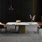 Traditional Luxury Rectangle Dining Table Stone Top Pedestal Casual Dining Table Clearhalo 'Dining Tables & Seating' 'Dining Tables' 'dining_table' 'furn' 'furn_dining_table' 'Furniture' 'Kitchen & Dining Furniture' 1200x1200_53013d68-083a-465a-a3f1-f03cef91a718