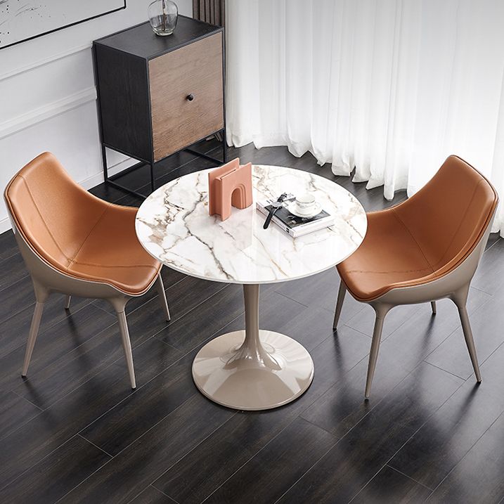 Round Shape Tulip Base Table Luxury White Tone Fixed Table with Sintered Stone Clearhalo ' dining_table' 'Dining Tables & Seating' 'Dining Tables' 'furn' 'furn_dining_table' 'Furniture' 'furniture_dining_table' 'Kitchen & Dining Furniture' 'kitchen&dining_furn' 'kitchen' 'kitchen_dining_table' 1200x1200_5301dc1c-6e1f-4e60-80b0-c680ad03f334