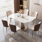 Stone Modern Round Table Standard Height Dining Room Table with Pedestal Base