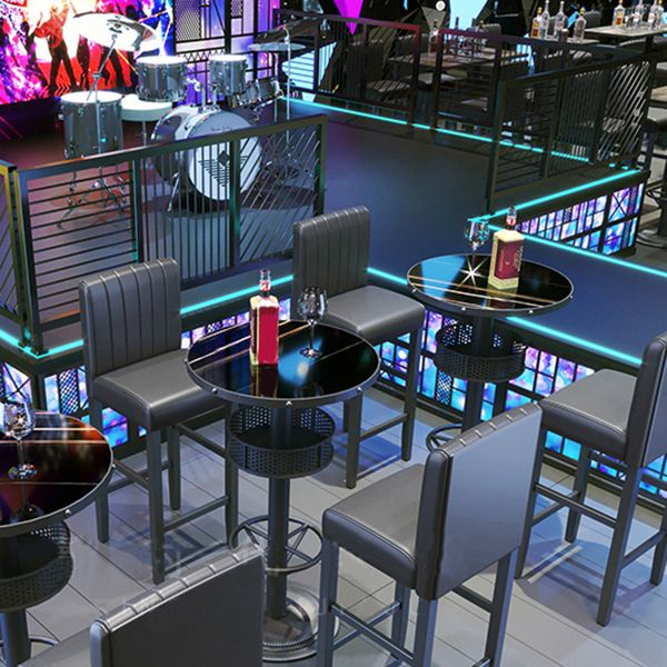Industrial Style Bar Height Table Cafe Bar Dining Table with Storage Clearhalo 'Bar Furniture' 'Bar Tables' 'bar_tables' 'furn' 'furn_bar_tables' 'Furniture' 'Kitchen & Dining Furniture' 1200x1200_530479e9-2754-4091-a3b1-b5a22627f5f9
