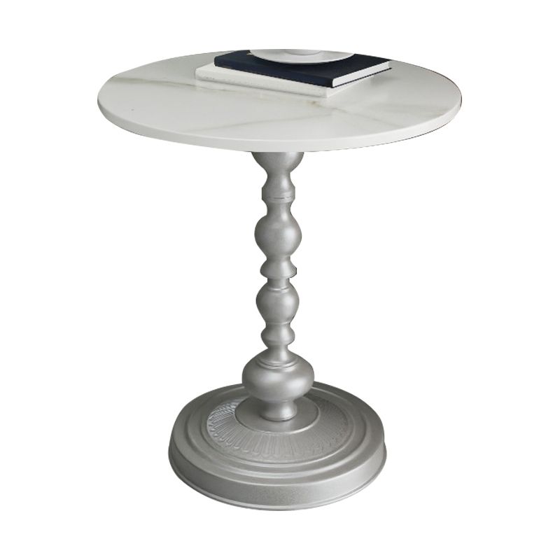 Mesa de esquina de pedestal moderna mesa lateral de pizarra redonda para sala de estar