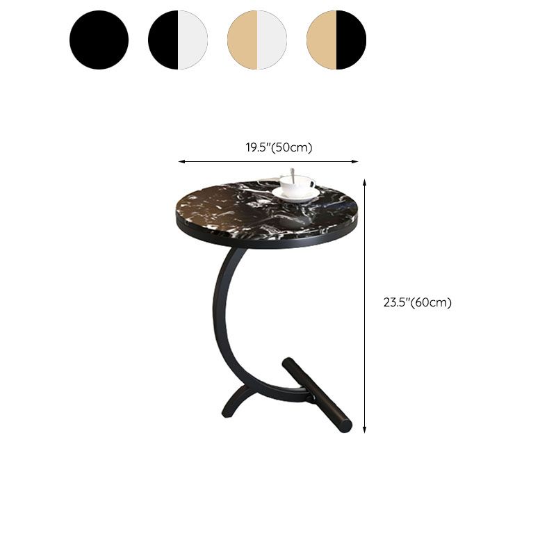 モダンな丸い大理石のトップエンドテーブル23.62 "背の高い金属Cサイドテーブル