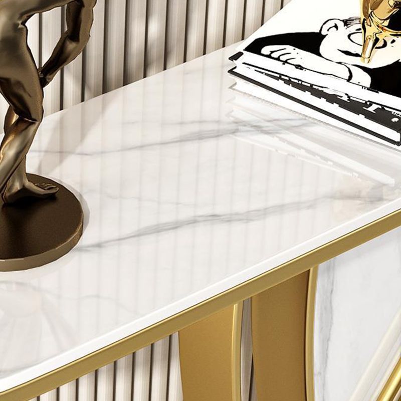 12 Inch Wide Glam Accent Table Half Moon Stone Console Table