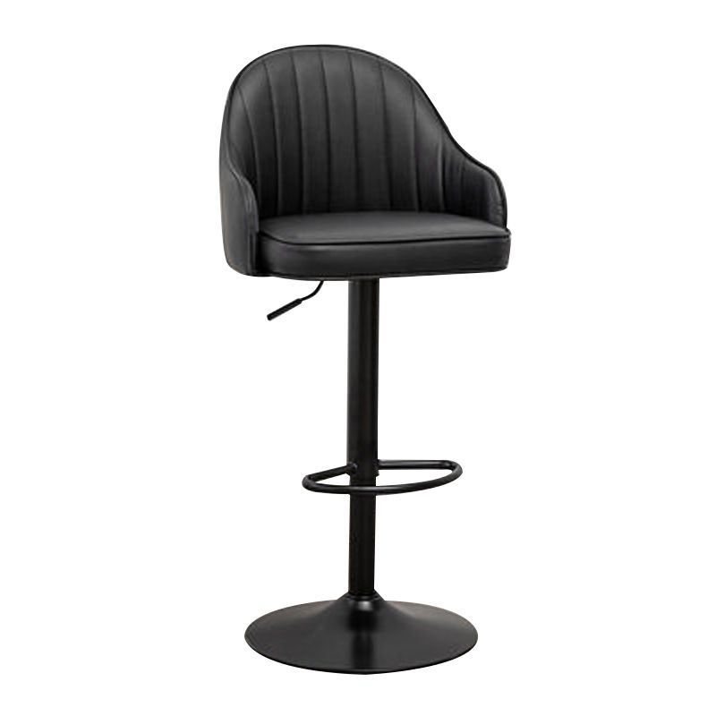 Adjustable Armed Swivel Barstools Faux Leather Bar Stools with Metal Legs