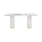 Sintered Stone Top Table for Restaurant Luxury White Table with Double Pedestal
