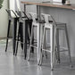 Footrest Backrest Counter-height Stool Industrial Wood and Metal Counter Chair in Silver