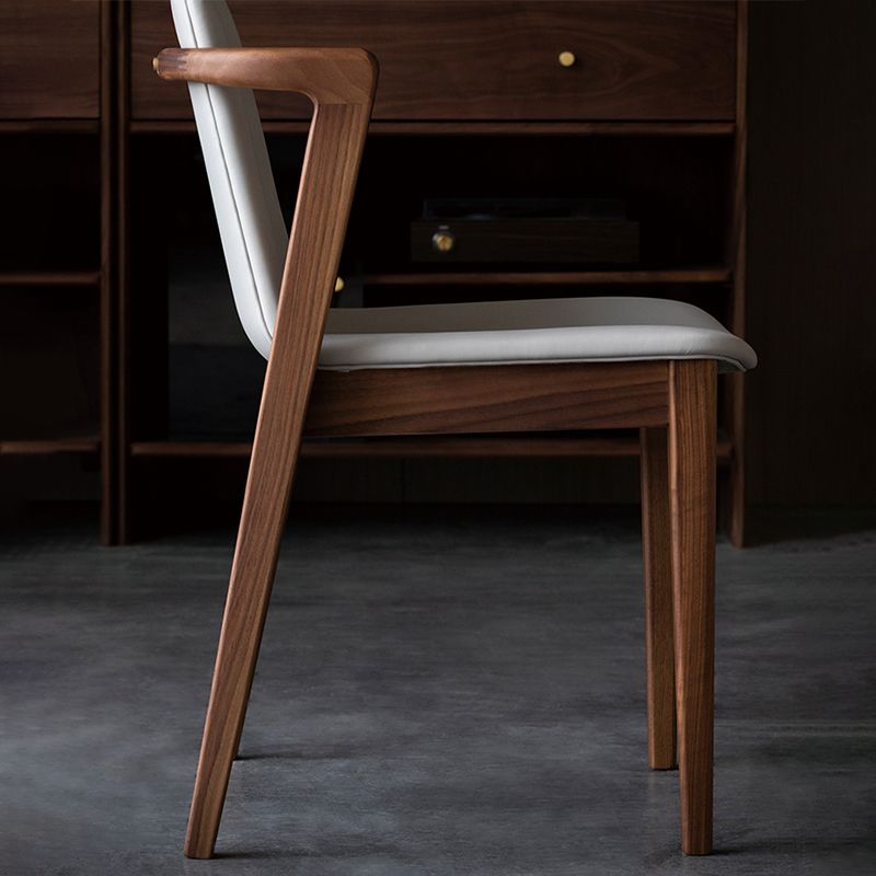 Home Walnut Wood Dining Chair Contemporary Upholstered Arm Chair Clearhalo 'Dining Chairs' 'Dining Tables & Seating' 'dining_chair' 'furn' 'furn_dining_chair' 'Furniture' 'Kitchen & Dining Furniture' 1200x1200_53091a43-2ec7-43e3-8044-dffbce95490e