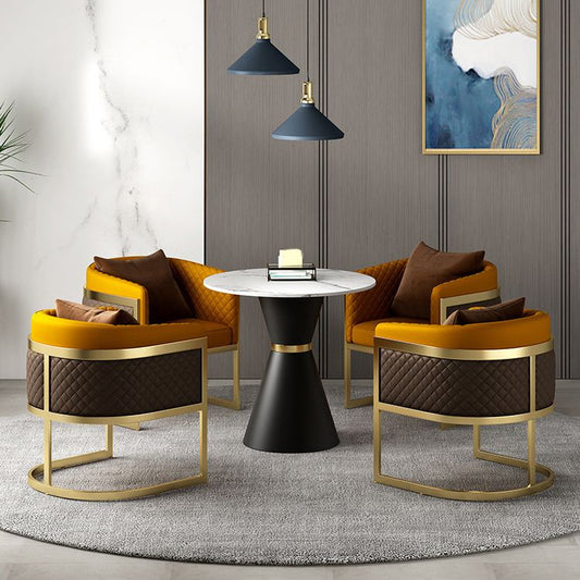 White Stone Dining Set for Kitchen 1/2/5 Pieces Modern Round Table Set