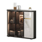 Glass Door Wood Sideboard Modern Credenza with Storage for Living Room