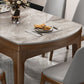 Mesa de comedor redonda moderna de piedra extensible para espacios pequeños en gris