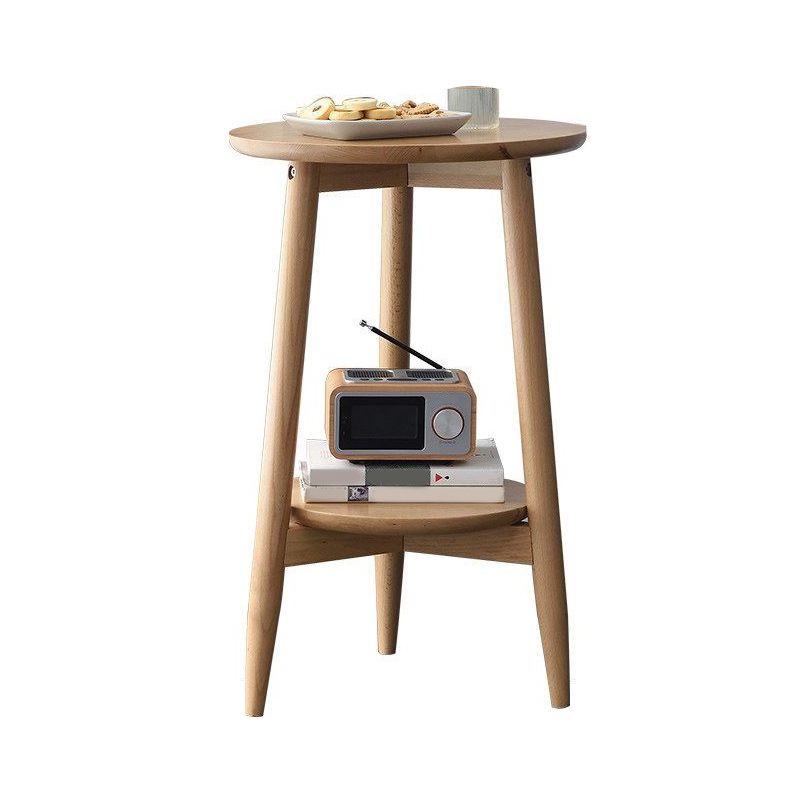 Solid Wood Round Top Side Table 23.6" Tall 3 Legs End Table with Shelf Clearhalo 'Coffee & Accent Tables' 'End & Side Tables' 'end_side_tables' 'furn' 'furn_end_side_tables' 'Furniture' 'Living Room Furniture' 1200x1200_530ddbf7-04e5-4592-a710-ae030aa92437