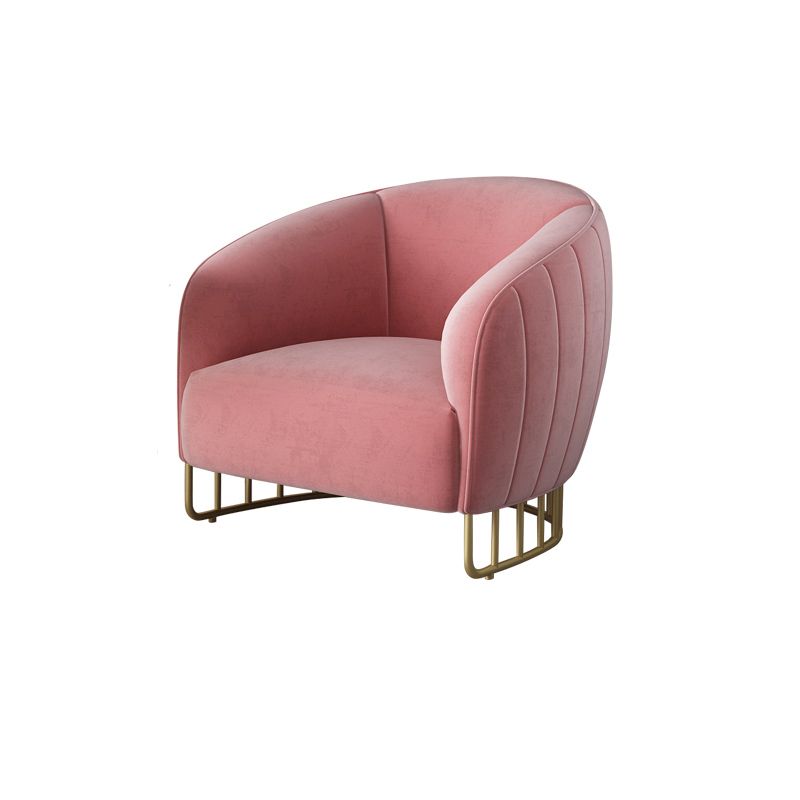 Velvet Barrel Accent Chair 29.52 "Laissez les bras de large inclus chaise avec des jambes en fer doré
