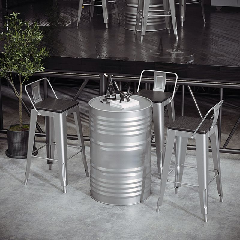 1/3/4 Pieces Industrial Bar Stool and Table Set Silver Iron Bar Set Clearhalo 'Bar Furniture' 'furn' 'furn_home_bar_bar_sets' 'Furniture' 'Home Bars & Bar Sets' 'home_bar_bar_sets' 'Kitchen & Dining Furniture' 1200x1200_531044bb-d0e7-4f1b-a917-16c60841363b