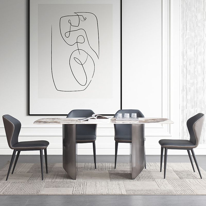 Rectangular Dining Table Modern Stone Top Dining Table with Double Pedestal Clearhalo ' dining_table' 'Dining Tables & Seating' 'Dining Tables' 'furn' 'furn_dining_table' 'Furniture' 'furniture_dining_table' 'Kitchen & Dining Furniture' 'kitchen&dining_furn' 'kitchen' 'kitchen_dining_table' 1200x1200_5310f8a6-05f0-4412-bb93-cc7f3dc33d09